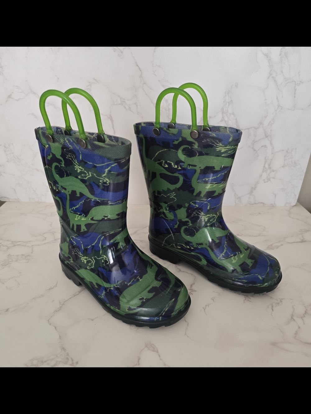 Members Mark Kids Light-Up Dinosaur Rain Boots with Pull Handles - Size 9/10